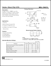 MSL-154UYL datasheet: Surface mount chip LED MSL-154UYL