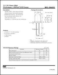 MVL-5A4UG datasheet: High performance AllnGaP LED lamp MVL-5A4UG