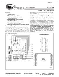 CY62128LL-70ZC datasheet: 128K x 8 static RAM, standby current 20uA, 70ns CY62128LL-70ZC