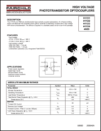 H11D4 datasheet: High voltage phototransistor optocoupler, 200V, isolation 5300V H11D4