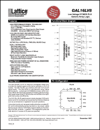 GAL16LV8D-3LJ datasheet: Low voltage E2CMOS PLD generic array logic, 3ns GAL16LV8D-3LJ