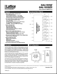 GAL16V8Z-15QJ datasheet: Zero power E2CMOS PLD, 15ns GAL16V8Z-15QJ