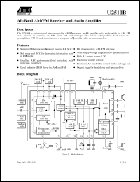 U2510B-M datasheet: All-band AM/FM receiver and audio amplifier U2510B-M