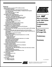 ATmega128-16AC datasheet: Microcontroller with 128K bytes In-system programmable flash, 16 MHz, power supply =4.5 - 5.5V ATmega128-16AC