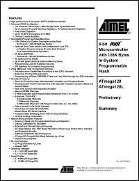 ATmega128-8AC datasheet: Microcontroller with 128K bytes In-system programmable flash, 8 MHz, power supply =2.7 - 5.5V ATmega128-8AC