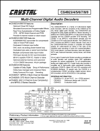 CS4923-CL datasheet: Multi-channel digital audio decoder CS4923-CL