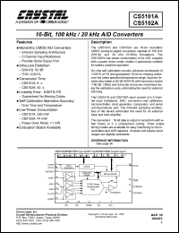 CS5101A-KL8 datasheet: 16-bit, 100kHz/ 20kHz A/D converter CS5101A-KL8