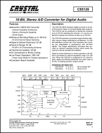 CS5126-KP datasheet: 16-bit stereo A/D converter for digital audio CS5126-KP