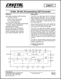 CS5317-KP datasheet: 16-bit, 20kHz oversampling A/D converter CS5317-KP