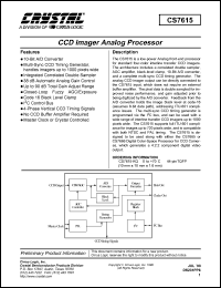 CS7615-KQ datasheet: CCD imager analog processor CS7615-KQ