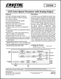CS7654-KQ datasheet: CCD color-space processor with analog output CS7654-KQ