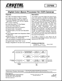 CS7666-KQ datasheet: Digital color-space processor for CCD cameras CS7666-KQ