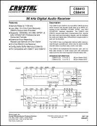 CS8413-CS datasheet: 96kHz digital audio receiver CS8413-CS