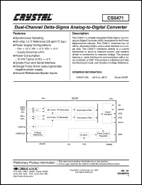 CS5471-BS datasheet: Dual-channel delta-sigma analog-to-digital converter CS5471-BS