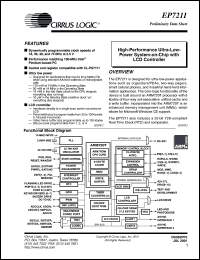 EP7211-CV-A datasheet: High-performance, ultra- low-power system on chip with LCD controller EP7211-CV-A