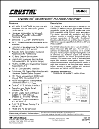 CS4630-CM datasheet: CrystalClear sound fusion PCI audio accelerator CS4630-CM