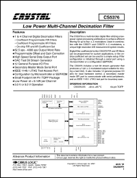 CS5376-BS datasheet: Low-power multi-channel decimation filter CS5376-BS