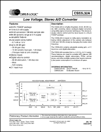 CS53L32A-KZ datasheet: Low voltage, stereo A/D converter CS53L32A-KZ