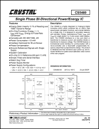 CS5460-BS datasheet: Single phase bi-directional power/energy IC CS5460-BS