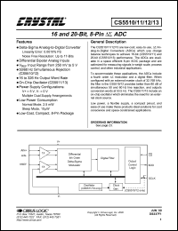 CS5510-AS datasheet: 16/20-bit, 8-pin ADC CS5510-AS