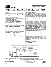 CS5533-AS datasheet: 16/24-bit ADCs with ultra low noise PGIA CS5533-AS