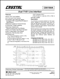 CS61584-IL5 datasheet: Dual T1/E1 line interface 3.3V CS61584-IL5