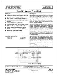 CS61881-IB datasheet: Octal E1 analog front end CS61881-IB