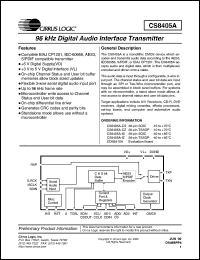 CS8405A-CS datasheet: 96kHz digital audio interface transmitter CS8405A-CS