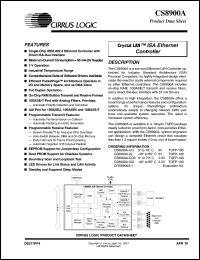 CS8900-IQ datasheet: Crystal LAN ISA ethernet controller 5V CS8900-IQ