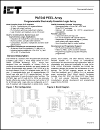 PA7540PI-15 datasheet: 15ns programmable electrically erasable logic array PA7540PI-15