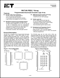 PA7140P-25 datasheet: 25ns programmable electrically erasable logic array PA7140P-25