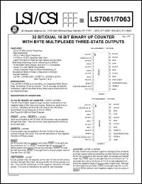 LS7061 datasheet: 32bit/dual 16bit binary up counter with byte multiplexed three-state outputs LS7061