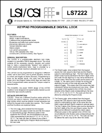 LS7222 datasheet: Keypad programmable digital lock LS7222