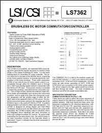 LS7362 datasheet: Brushless DC motor commutator/controller LS7362