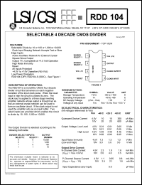 RDD104 datasheet: Selectable 4 decade CMOS divider RDD104