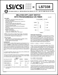 LS7338-S datasheet: Delayed-off light switch with programmable on-timer LS7338-S