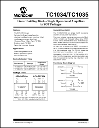 TC1034ECTTR datasheet: Linear building block  single operational amplifiers TC1034ECTTR