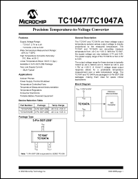 TC1047VNB datasheet: Precision temperature-to-voltage converter, supply voltage range: 2.7V to 4.4V TC1047VNB