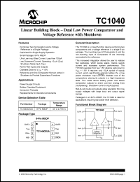 TC1040CEUA datasheet: Linear building block  dual low power comparator and voltage reference with shutdown TC1040CEUA