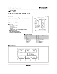 AN7168 datasheet: Dual 5.8W audio power amplifier circuit AN7168