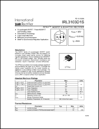 IRL3103D1S datasheet: Power MOSFET & schottky rectifier, 30V, 64A IRL3103D1S
