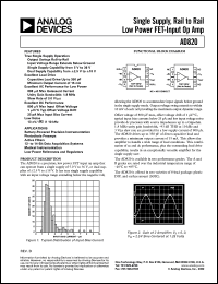AD820BN datasheet: Single supply, rail to rail low power FET-input operational amplifier AD820BN