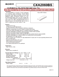 CXA2060BS datasheet: Y/C/RGB/D for PAL/NTSC/SECAM color TVs CXA2060BS