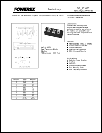 QRC3310001 datasheet: 3300V, 100A fast recovery common cathode diode QRC3310001