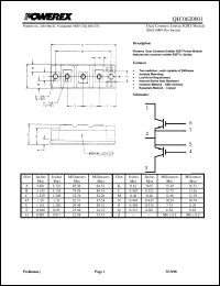 QIC0620001 datasheet: 600V, 200A common cathode IGBT module QIC0620001