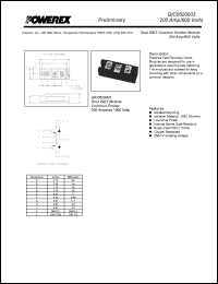 QIC0620003 datasheet: 600V, 200A common emitter IGBT module QIC0620003