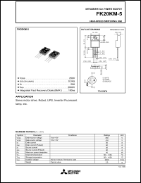 FK20KM-5 datasheet: 250V fast recovery body diode MOSFET FK20KM-5