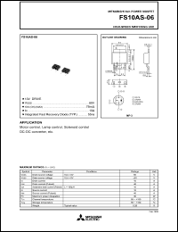 FS10AS-06 datasheet: 60V fast recovery body diode MOSFET FS10AS-06
