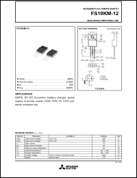 FS10KM-12 datasheet: 600V planar process MOSFET FS10KM-12