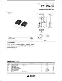 FS10SM-10 datasheet: 500V planar process MOSFET FS10SM-10